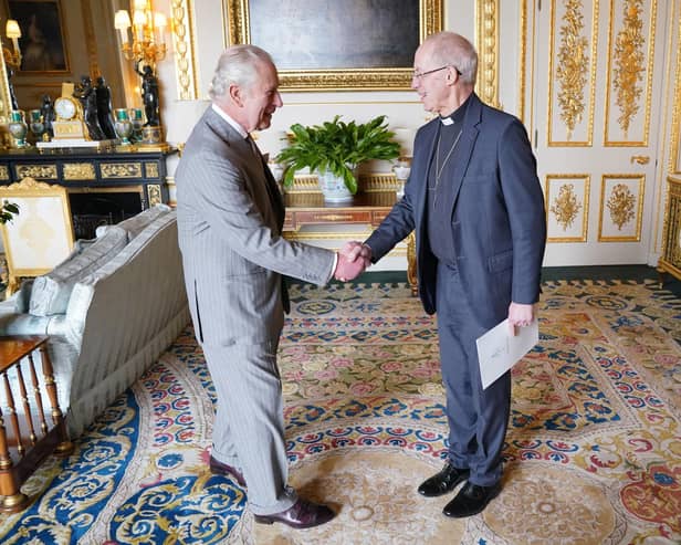 King Charles III receives the Archbishop of Canterbury Justin Welby 