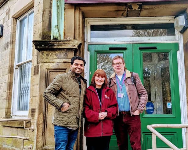 Nirad Solanki collecting the keys from the Buxton Museum and Art Gallery staff. Photo submitted