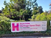 Heritage Open Days banner on Pavilion Gardens railings 2022.