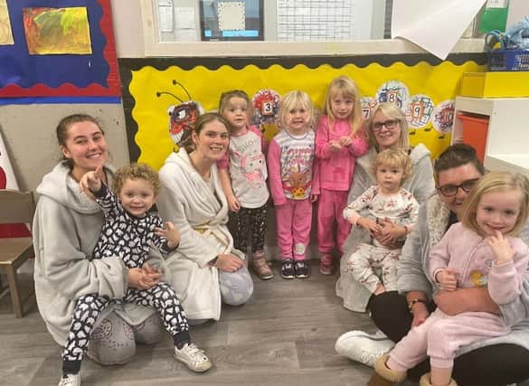 Staff and children at Cheeky Monkey's Day Nursery from Chapel-en-le-Frith wore their pyjamas for Children in Need Day. Pic submitted