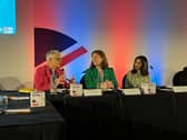 Elizabeth Fagan (L) launching the Fund at UKREiiF