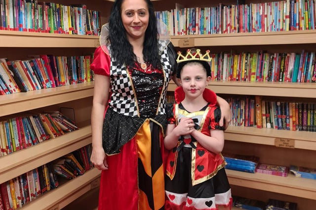 Two Queens of Hearts. Photo Buxton Junior School