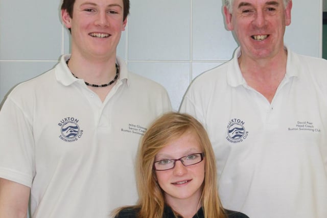 Senior coach Mike Glossop and head coach David Peet are pictured with Abbie Wood back in 2012. They surely cannot have dreamt of what their young pupil would go on to achieve.