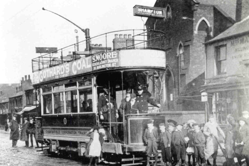 Tram on Chatsworth Road in Chesterfield