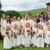 The Wildboarclough Rose Queen Fete royal retinue from 2022. Pic submit