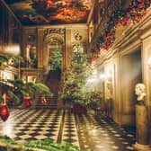 Chatsworth's House's Painted Hall in its festive splendour. Photo by Chatsworth House Trust.