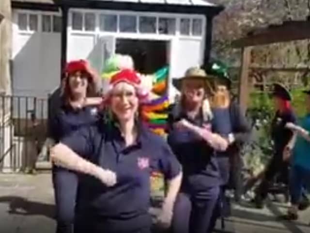 Staff march to Amarillo for the BBC's Big Night In
