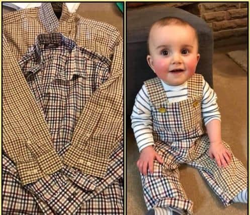 Judith wanted to make something special for son, Ronnie, out of a couple of his grandad’s clothes. She used two of his shirts to make a pair of dungarees.