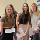 Friends together celebrating GCSE results day at Buxton Community School. Pic BCS