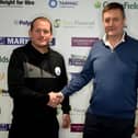 Buxton manager Steve Cunningham (left) with chairman David Hopkins.
