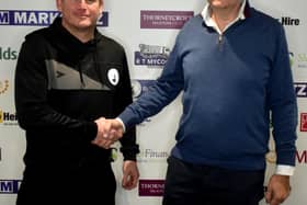 Buxton manager Steve Cunningham (left) with chairman David Hopkins.