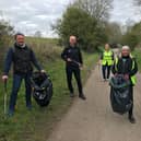 Litter pickers Steve Turner, Andrew McCloy, Claire Barlow, Sarah Wilks, Jen Lowthrop on the Monsal Trail.