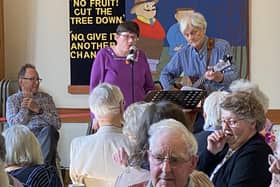 Entertainment was provided by the Tom Pilkington trio and some wonderful singing from Louise – and also later some community singing.