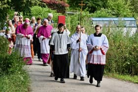 The procession went from Grindleford Station to Padley Chapel. Submitted Photo by John Fryer