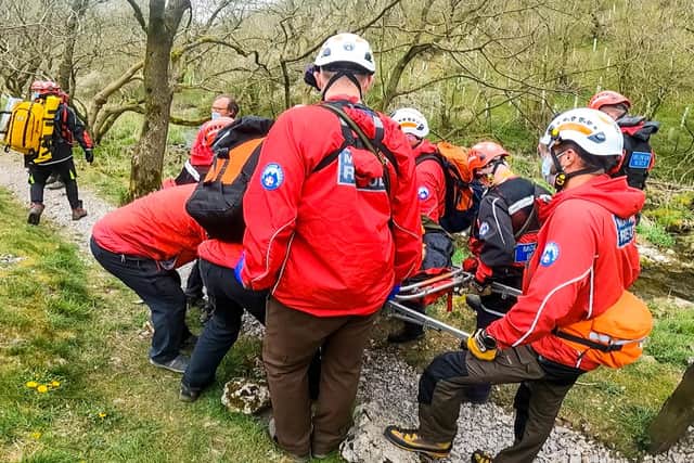 Buxton Mountain Rescue Team and Edale Mountain Rescue Team at the scene. Photo - courtesy of BMRT
