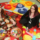Kirsty Jackson and Zoie Campbell at their mother and baby sessions held at Fairfield Surestart Centre. Pic Jason Chadwick