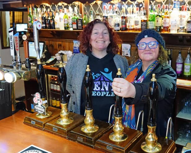 Joss Underwood and Lynds Thomas from the Tent People taking over the George Hotel, Hayfield. photo Brian Eyre