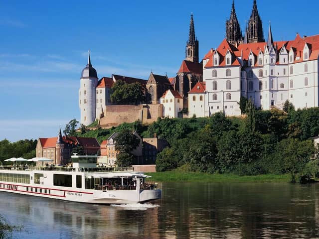 Viking Longship Beyla near the Albrechtsburg Castle along the Elbe River in Meissen, Germany. Image: Viking Cruises