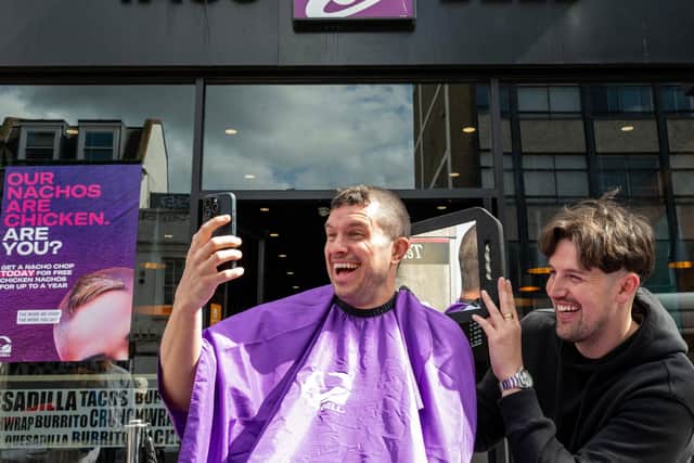 Student Mark Christy was the first to step up to the hair-raising challenge and go for the full Nacho Chop