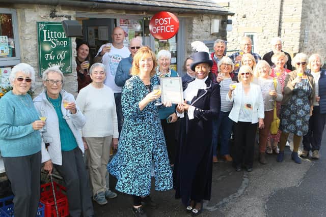 High Sheriff Thersea Peltier with the volunteer staff of Litton village shop. (Photo: Jason Chadwick/Derbyshire Times)