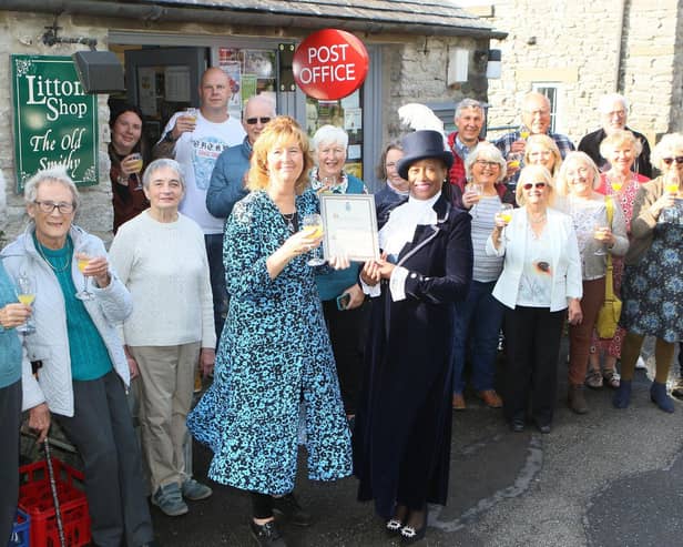 High Sheriff Thersea Peltier with the volunteer staff of Litton village shop. (Photo: Jason Chadwick/Derbyshire Times)