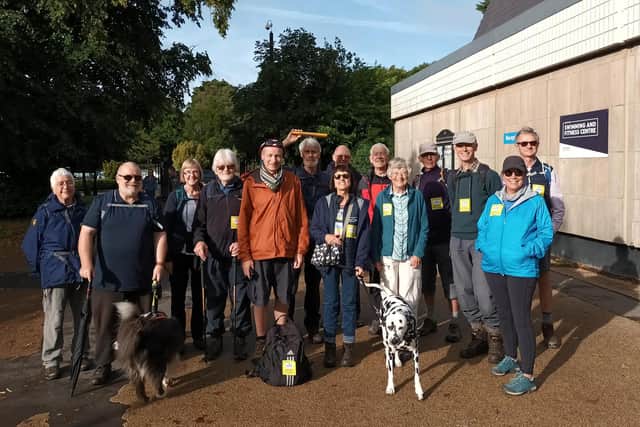 Buxton u3a members setting out from the Pavilion Gardens