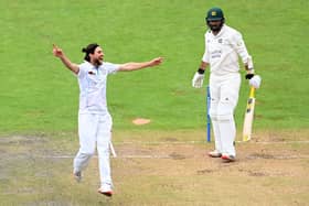 Fynn Hudson-Prentice finished with career-best figures of five for 68 during Derbyshire's heavy defeat. (Photo by Ross Kinnaird/Getty Images)