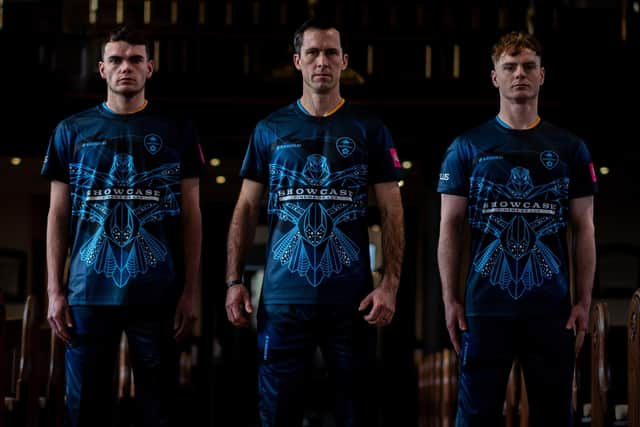 Derbyshire players sport the new kit.
