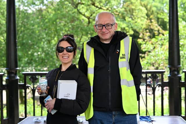 Cara Bradley receiving her prize from Paul Markall