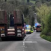 The emergency services near the River Goyt in Buxworth where a woman sadly died after taking part in a cold water therapy session. Picture Dave Atkins