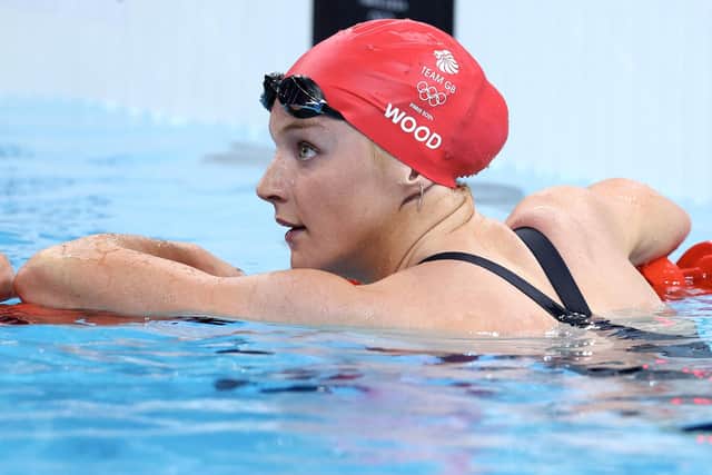 Abbie Wood is pictured after competing in the 200m IM heats in Paris. (Photo by Maddie Meyer/Getty Images)