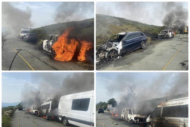 A number of vehicles were caught up in the blaze.
Credit: Hathersage Fire Station