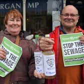 Bottles of Chateau Sewage have been presented to High Peak MP Robert Largan by the Green Party. Photo submitted