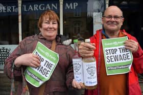 Bottles of Chateau Sewage have been presented to High Peak MP Robert Largan by the Green Party. Photo submitted