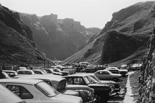 Car parking was still an issue in the 1960s! Pictured are cars parked at Winnats Pass.
