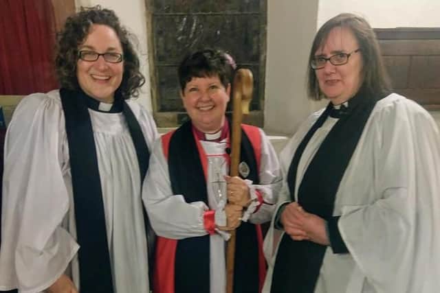 From left: Reverend Liz England, Bishop Jan McFarlane ad Reverend Margaret Slyfield in January 2020