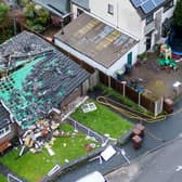 Firefighters and emergency services at the scene in Ollersett Avenue, in New Mills, following the gas blast