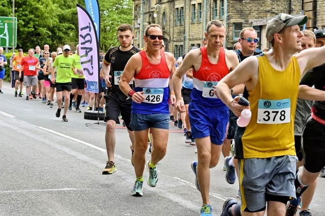 Runners full of energy at the start of the half marathon. Pic Bryan Dale
