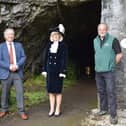 Peter Phillipson (Chair of Board of Directors at Buxton Civic Association), Louise Potter, High Sheriff of Derbyshire, and Alan Walker (General Manager of Poole's Cavern)