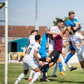 Aerial action from Buxton's draw at Peterborough Sports. Pictures by James Richardson Photography.