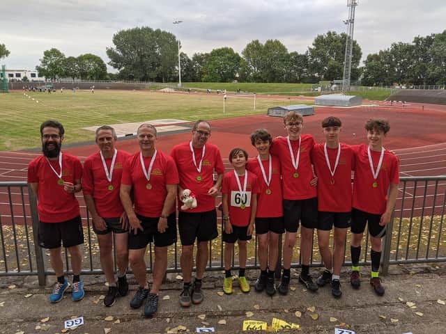 Pictured are some of the High Peak AC medal winners in Nottingham.
