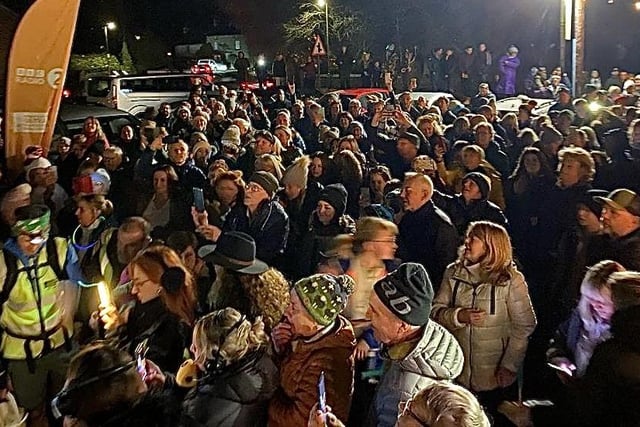 Huge gathered to cheer on the TV and radio presenter. Photo Rick Ellis