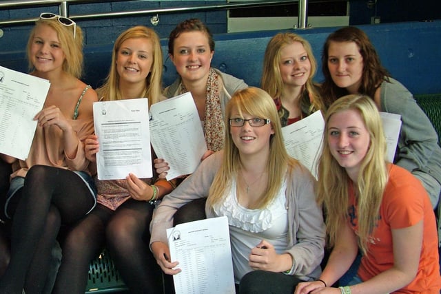 Buxton Community School pupils celebrating their GCSE results in 2011. Pic Buxton Community School