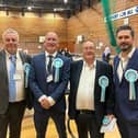 Reform Uk Winners. Left To Right, David Elsdon, Jamie Hodgson, Paul Parkin And Stephen Reed, At North East Derbyshire In The Derbyshire County Council Elections.