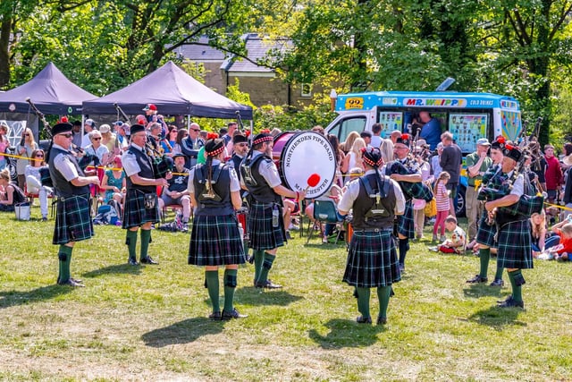 The Manchester Northern Pipe Band on the Old School Field after the procession. Photo Anthony McKeown
