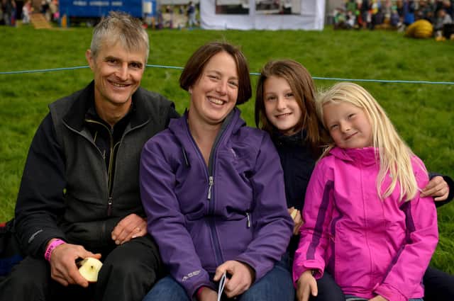 A family photo for James and Sarah Ellson with nieces Lottie Ellson, nine and Mabel Ellson, six at the Hayfield Country Show. Photo Jason Chadwick