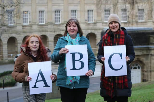 Can you help create a Buxton alphabet? Pictured are Cheyenne Wright, Joanne Hibbert and Katie Potter
