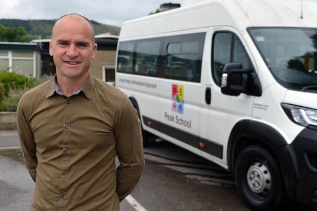 Peak school headteacher John McPherson launching the new £20k minibus fund