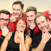 Movember fund raisers at New bodies Gym, George Darbyshire, Andy Lomax, Yvonne Morson, Sean Doxey, Gav Passey and Ian Hancox pictured in November 2011. Photo Jason Chadwick