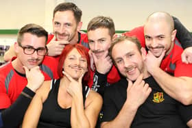 Movember fund raisers at New bodies Gym, George Darbyshire, Andy Lomax, Yvonne Morson, Sean Doxey, Gav Passey and Ian Hancox pictured in November 2011. Photo Jason Chadwick